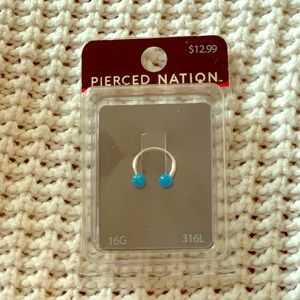 Blue Ended Horseshoe Septum 16G Jewelry